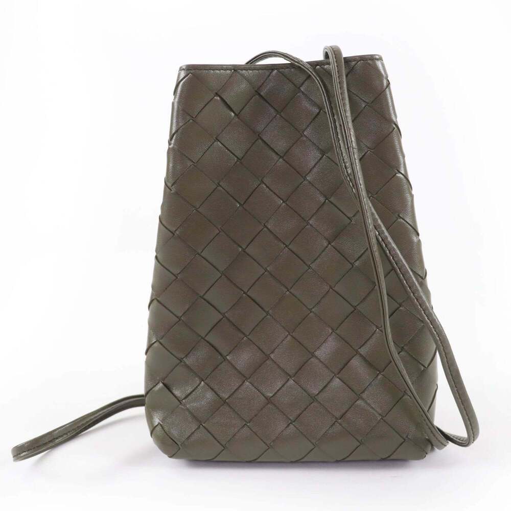 BOTTEGA VENETA Green Leather Intrecciato Shoulder Bag